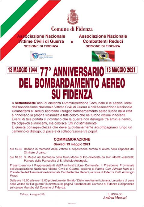 77° anniversario del bombardamento aereo su Fidenza