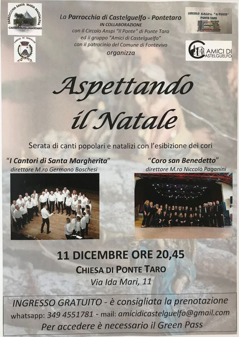 Pontetaro, l’11 dicembre concerto di Natale con &#039;I Cantori di S. Margherita&#039;
